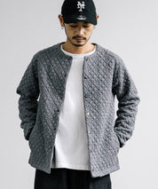 Upscape Audience アップスケープオーディエンス 日本製 国産 尾州 コットンキルトノーカラースナップジャケット AUD7330 15388