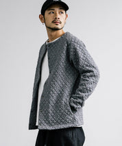 Upscape Audience アップスケープオーディエンス 日本製 国産 尾州 コットンキルトノーカラースナップジャケット AUD7330 15388