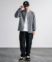 Upscape Audience アップスケープオーディエンス 日本製 国産 尾州 コットンキルトノーカラースナップジャケット AUD7330 15388