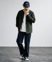 Upscape Audience アップスケープオーディエンス 日本製 国産 尾州 コットンキルトノーカラースナップジャケット AUD7330 15388