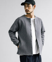 Upscape Audience アップスケープオーディエンス 日本製 国産 尾州 コットンキルトノーカラースナップジャケット AUD7330 15388