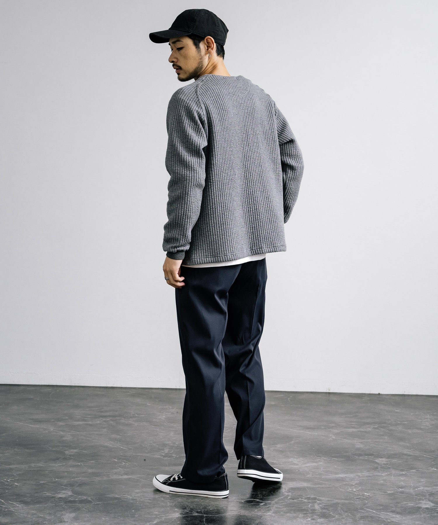 Upscape Audience アップスケープオーディエンス 日本製 国産 尾州 コットンキルトノーカラースナップジャケット AUD7330 15388