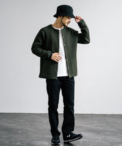 Upscape Audience アップスケープオーディエンス 日本製 国産 尾州 コットンキルトノーカラースナップジャケット AUD7330 15388