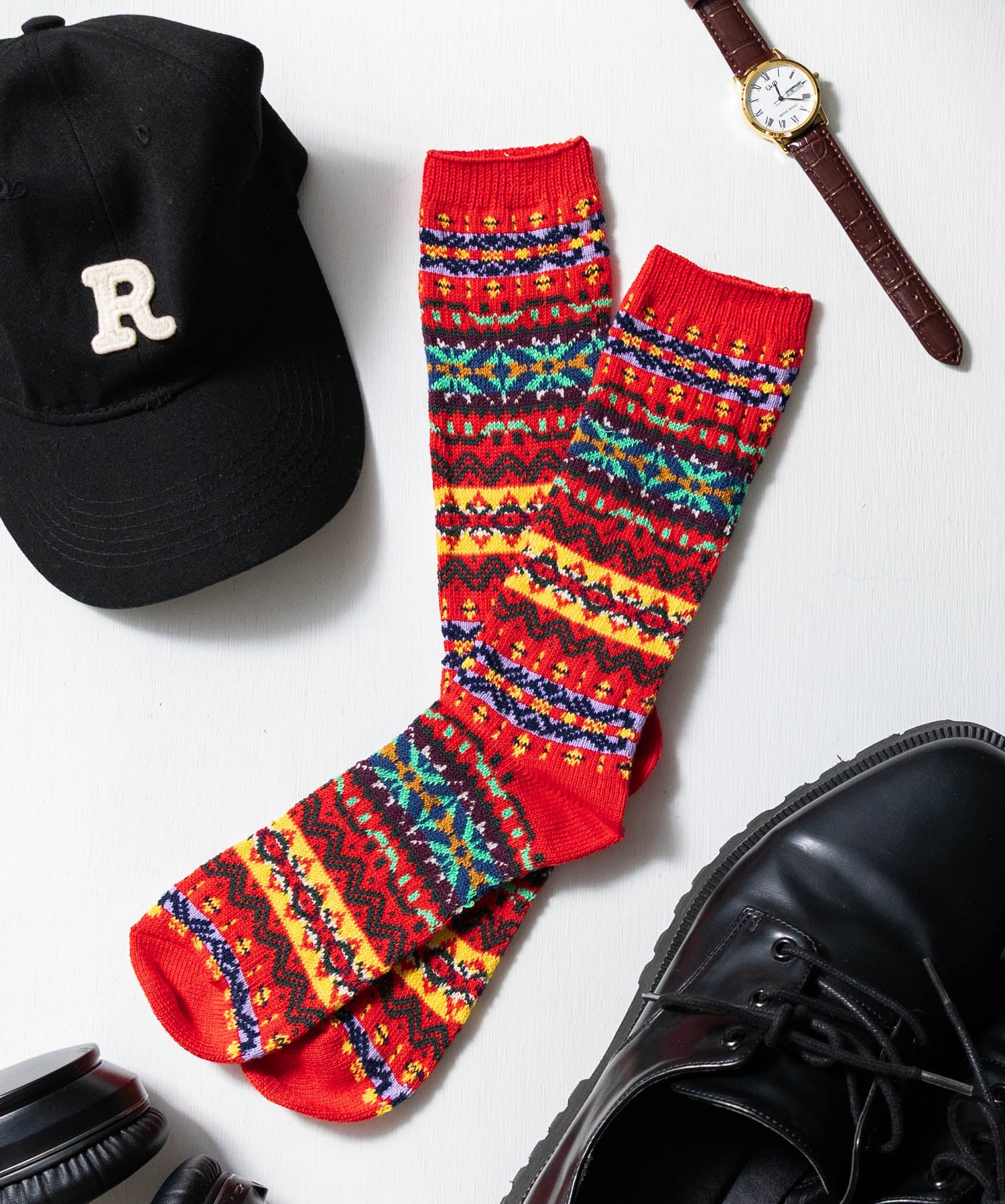 ANONYMOUSISM アノニマスイズム 日本製 国産 フェアアイルクルー丈スニーカーソックス 15390