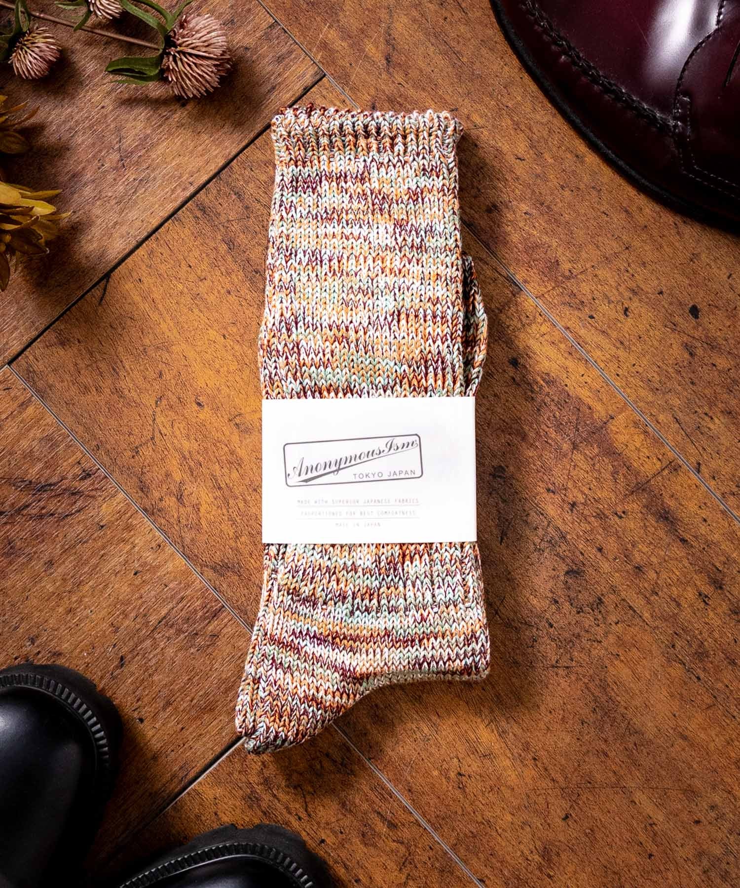 ANONYMOUSISM アノニマスイズム 日本製ミックスカラークルー丈スニーカーソックス 15392