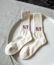 ANONYMOUSISM アノニマスイズム 日本製 国産 ‘OUT WEST’ ワンポイント星条旗ロゴ刺繍 パイルロークルー丈スニーカーソックス 15394