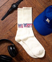 ANONYMOUSISM アノニマスイズム 日本製 国産 ‘OUT WEST’ ワンポイント星条旗ロゴ刺繍 パイルロークルー丈スニーカーソックス 15394