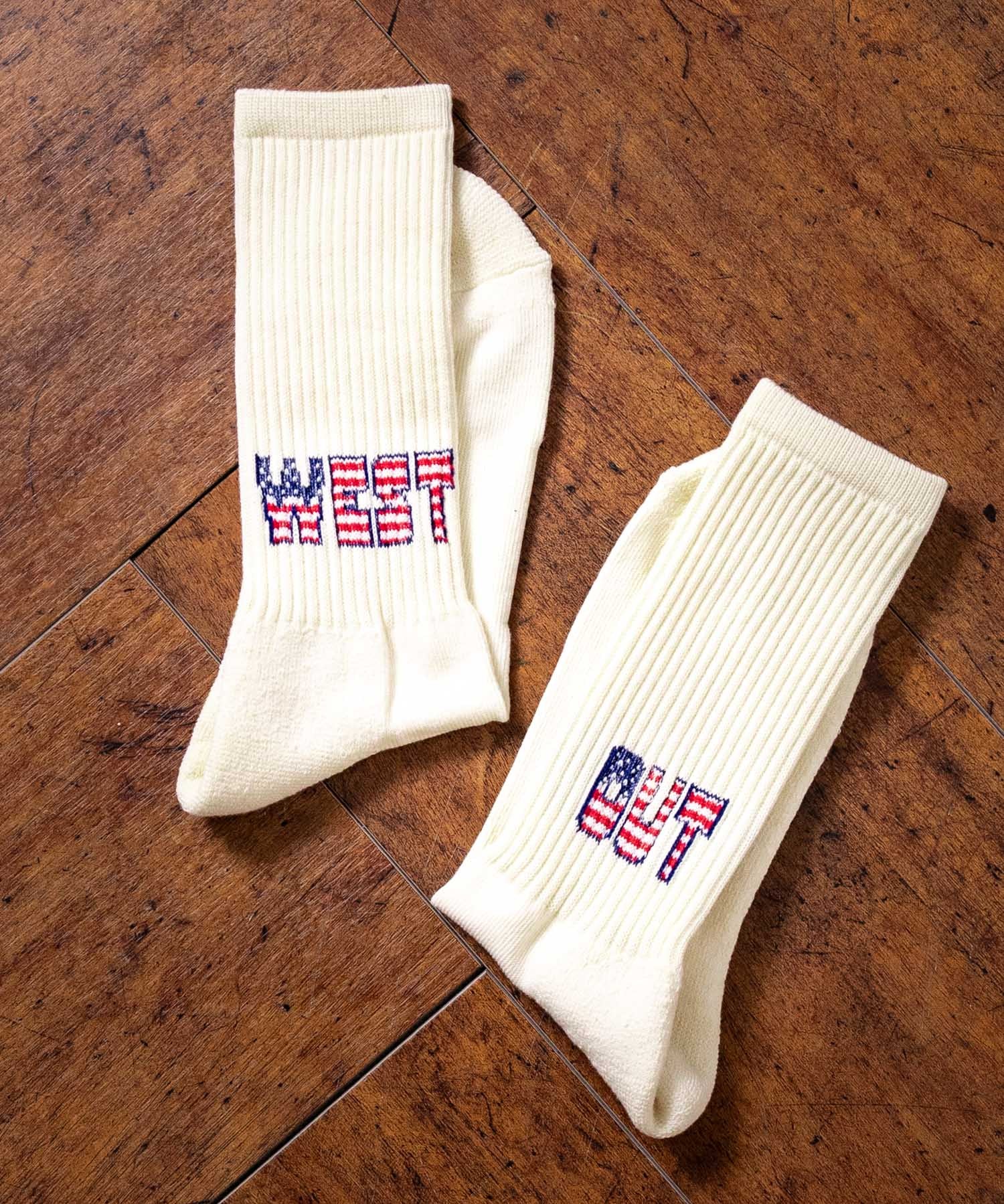 ANONYMOUSISM アノニマスイズム 日本製 国産 ‘OUT WEST’ ワンポイント星条旗ロゴ刺繍 パイルロークルー丈スニーカーソックス 15394