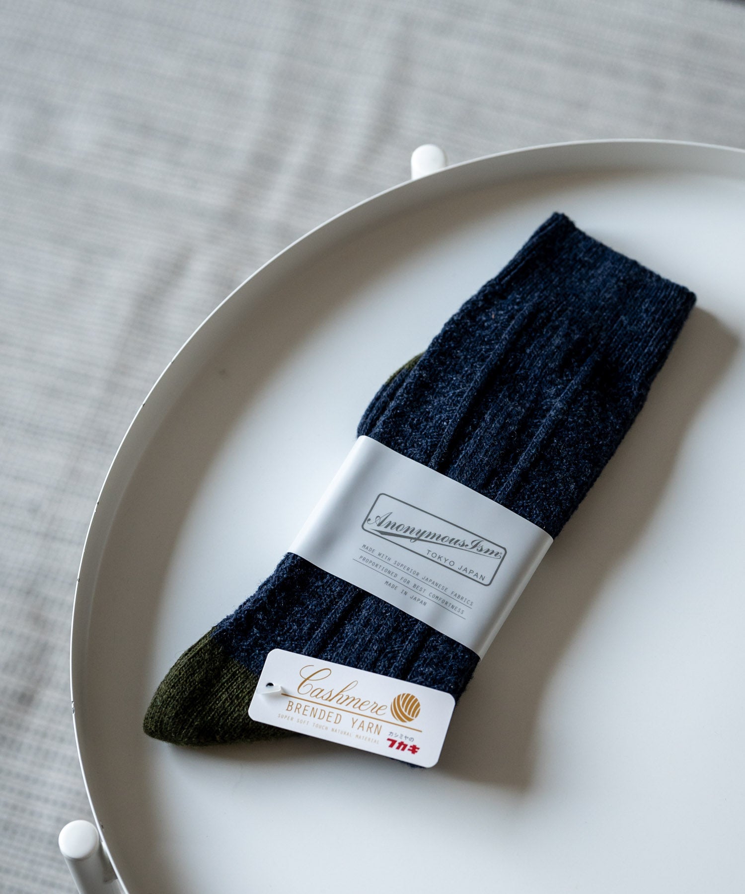 ANONYMOUSISM アノニマスイズム 日本製 国産 WOOLカシミヤリンクスコンビクルー丈スニーカーソックス 15395