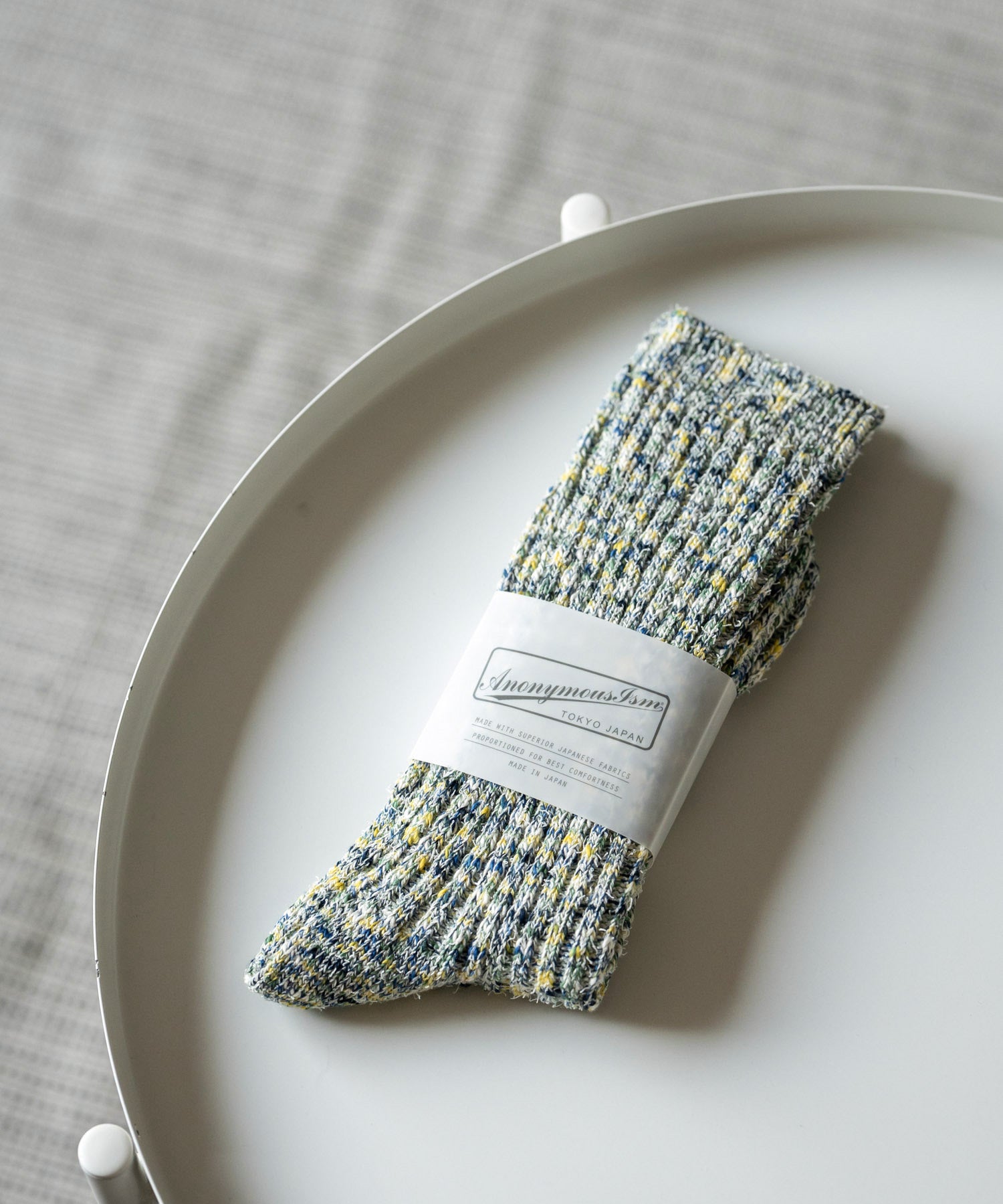 ANONYMOUSISM アノニマスイズム 日本製 国産 Homespan art yarn Crew ミックスカラークルー丈スニーカーソックス 15397