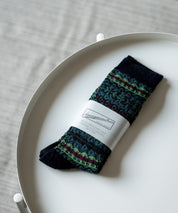 ANONYMOUSISM アノニマスイズム 日本製 国産 Reverse FailrIsle JQ Crew リバースフェアアイルクルー丈ジャカードスニーカーソックス 15398