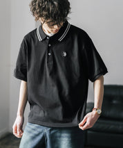 新色追加 U.S. POLO ASSN. 別注コラボ オーバーサイズワンポイントロゴ刺繍天竺半袖ポロシャツ 無地/ラインリブ 15425