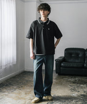 新色追加 U.S. POLO ASSN. 別注コラボ オーバーサイズワンポイントロゴ刺繍天竺半袖ポロシャツ 無地/ラインリブ 15425