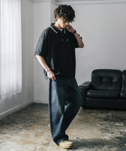 新色追加 U.S. POLO ASSN. 別注コラボ オーバーサイズワンポイントロゴ刺繍天竺半袖ポロシャツ 無地/ラインリブ 15425