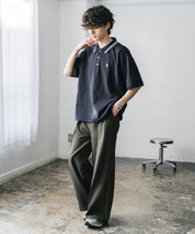 新色追加 U.S. POLO ASSN. 別注コラボ オーバーサイズワンポイントロゴ刺繍天竺半袖ポロシャツ 無地/ラインリブ 15425