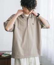 新色追加 U.S. POLO ASSN. 別注コラボ オーバーサイズワンポイントロゴ刺繍天竺半袖ポロシャツ 無地/ラインリブ 15425