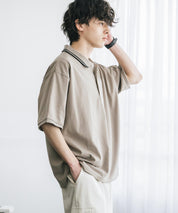 新色追加 U.S. POLO ASSN. 別注コラボ オーバーサイズワンポイントロゴ刺繍天竺半袖ポロシャツ 無地/ラインリブ 15425