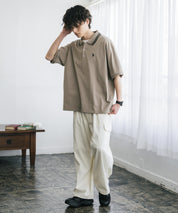 新色追加 U.S. POLO ASSN. 別注コラボ オーバーサイズワンポイントロゴ刺繍天竺半袖ポロシャツ 無地/ラインリブ 15425