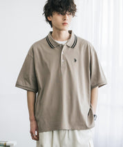 新色追加 U.S. POLO ASSN. 別注コラボ オーバーサイズワンポイントロゴ刺繍天竺半袖ポロシャツ 無地/ラインリブ 15425