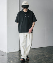 新色追加 U.S. POLO ASSN. 別注コラボ オーバーサイズワンポイントロゴ刺繍天竺半袖ポロシャツ 無地/ラインリブ 15425