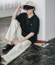 新色追加 U.S. POLO ASSN. 別注コラボ オーバーサイズワンポイントロゴ刺繍天竺半袖ポロシャツ 無地/ラインリブ 15425