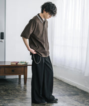 新色追加 U.S. POLO ASSN. 別注コラボ オーバーサイズワンポイントロゴ刺繍天竺半袖ポロシャツ 無地/ラインリブ 15425