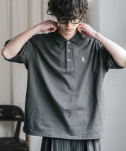 新色追加 U.S. POLO ASSN. 別注コラボ オーバーサイズワンポイントロゴ刺繍天竺半袖ポロシャツ 無地/ラインリブ 15425