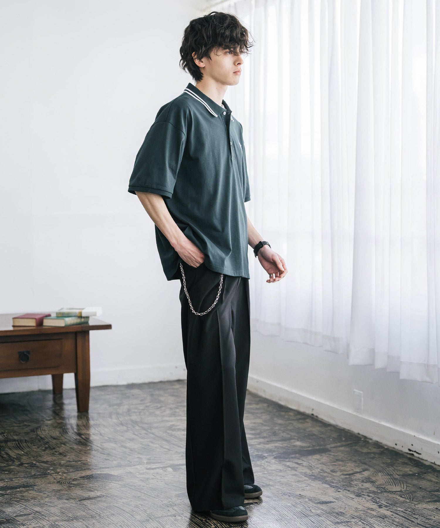 新色追加 U.S. POLO ASSN. 別注コラボ オーバーサイズワンポイントロゴ刺繍天竺半袖ポロシャツ 無地/ラインリブ 15425