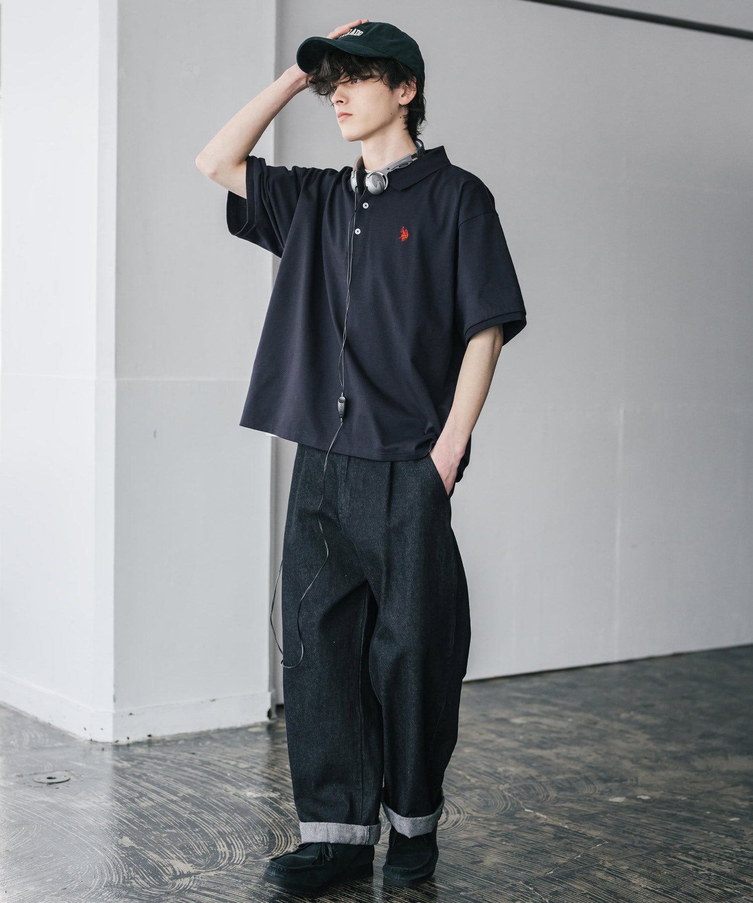 新色追加 U.S. POLO ASSN. 別注コラボ オーバーサイズワンポイントロゴ刺繍天竺半袖ポロシャツ 無地/ラインリブ 15425