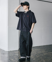 新色追加 U.S. POLO ASSN. 別注コラボ オーバーサイズワンポイントロゴ刺繍天竺半袖ポロシャツ 無地/ラインリブ 15425