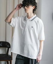 新色追加 U.S. POLO ASSN. 別注コラボ オーバーサイズワンポイントロゴ刺繍天竺半袖ポロシャツ 無地/ラインリブ 15425