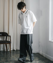 新色追加 U.S. POLO ASSN. 別注コラボ オーバーサイズワンポイントロゴ刺繍天竺半袖ポロシャツ 無地/ラインリブ 15425