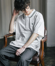 新色追加 U.S. POLO ASSN. 別注コラボ オーバーサイズワンポイントロゴ刺繍天竺半袖ポロシャツ 無地/ラインリブ 15425