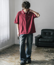 新色追加 U.S. POLO ASSN. 別注コラボ オーバーサイズワンポイントロゴ刺繍天竺半袖ポロシャツ 無地/ラインリブ 15425