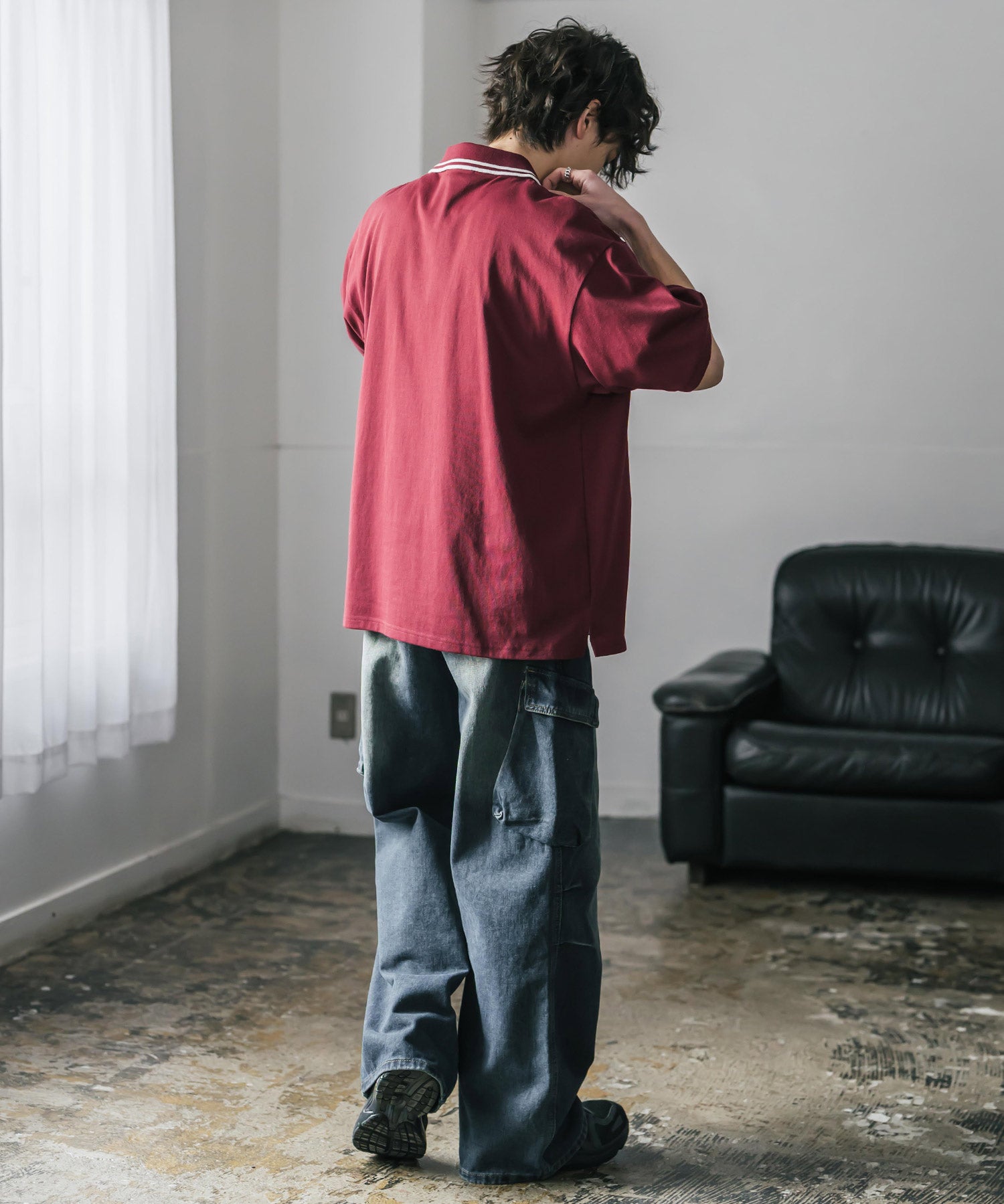 新色追加 U.S. POLO ASSN. 別注コラボ オーバーサイズワンポイントロゴ刺繍天竺半袖ポロシャツ 無地/ラインリブ 15425