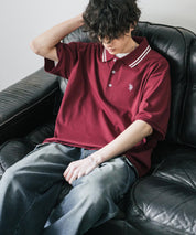 新色追加 U.S. POLO ASSN. 別注コラボ オーバーサイズワンポイントロゴ刺繍天竺半袖ポロシャツ 無地/ラインリブ 15425