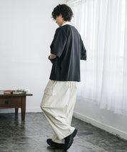 新色追加 U.S. POLO ASSN. 別注コラボオーバーサイズワンポイントロゴ刺繍天竺半袖ハーフジップポロシャツ 無地/クレリック 15426