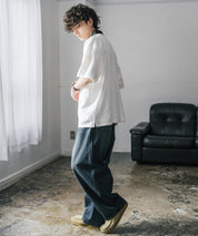 新色追加 U.S. POLO ASSN. 別注コラボオーバーサイズワンポイントロゴ刺繍天竺半袖ハーフジップポロシャツ 無地/クレリック 15426