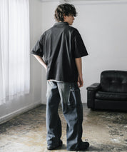 新色追加 U.S. POLO ASSN. 別注コラボオーバーサイズワンポイントロゴ刺繍天竺半袖ハーフジップポロシャツ 無地/クレリック 15426