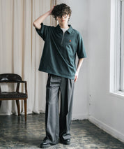 新色追加 U.S. POLO ASSN. 別注コラボオーバーサイズワンポイントロゴ刺繍天竺半袖ハーフジップポロシャツ 無地/クレリック 15426