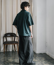 新色追加 U.S. POLO ASSN. 別注コラボオーバーサイズワンポイントロゴ刺繍天竺半袖ハーフジップポロシャツ 無地/クレリック 15426