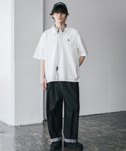 新色追加 U.S. POLO ASSN. 別注コラボオーバーサイズワンポイントロゴ刺繍天竺半袖ハーフジップポロシャツ 無地/クレリック 15426