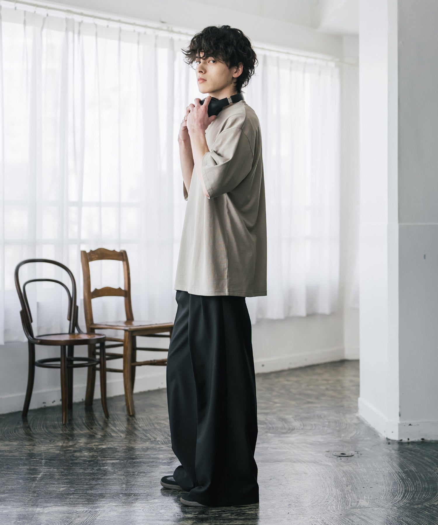 U.S. POLO ASSN. ユーエスポロアッスン 別注コラボワンポイントロゴ刺繍天竺ヘンリーネック半袖Tシャツ 15427