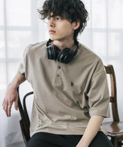 U.S. POLO ASSN. ユーエスポロアッスン 別注コラボワンポイントロゴ刺繍天竺ヘンリーネック半袖Tシャツ 15427