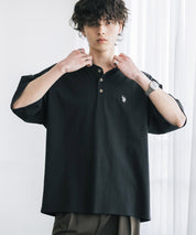 U.S. POLO ASSN. ユーエスポロアッスン 別注コラボワンポイントロゴ刺繍天竺ヘンリーネック半袖Tシャツ 15427