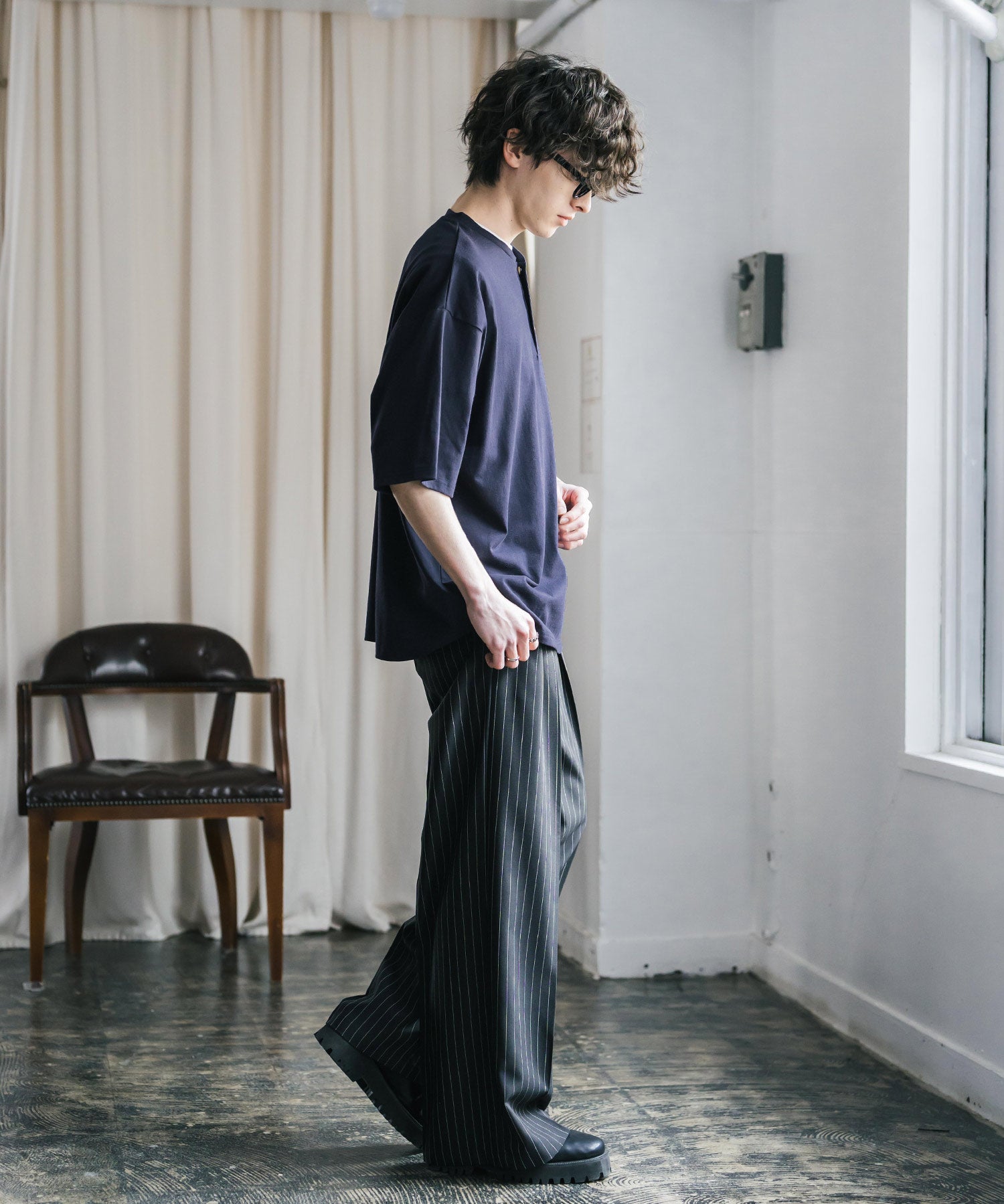 U.S. POLO ASSN. ユーエスポロアッスン 別注コラボワンポイントロゴ刺繍天竺ヘンリーネック半袖Tシャツ 15427