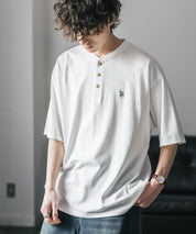 U.S. POLO ASSN. ユーエスポロアッスン 別注コラボワンポイントロゴ刺繍天竺ヘンリーネック半袖Tシャツ 15427