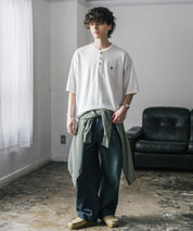 U.S. POLO ASSN. ユーエスポロアッスン 別注コラボワンポイントロゴ刺繍天竺ヘンリーネック半袖Tシャツ 15427