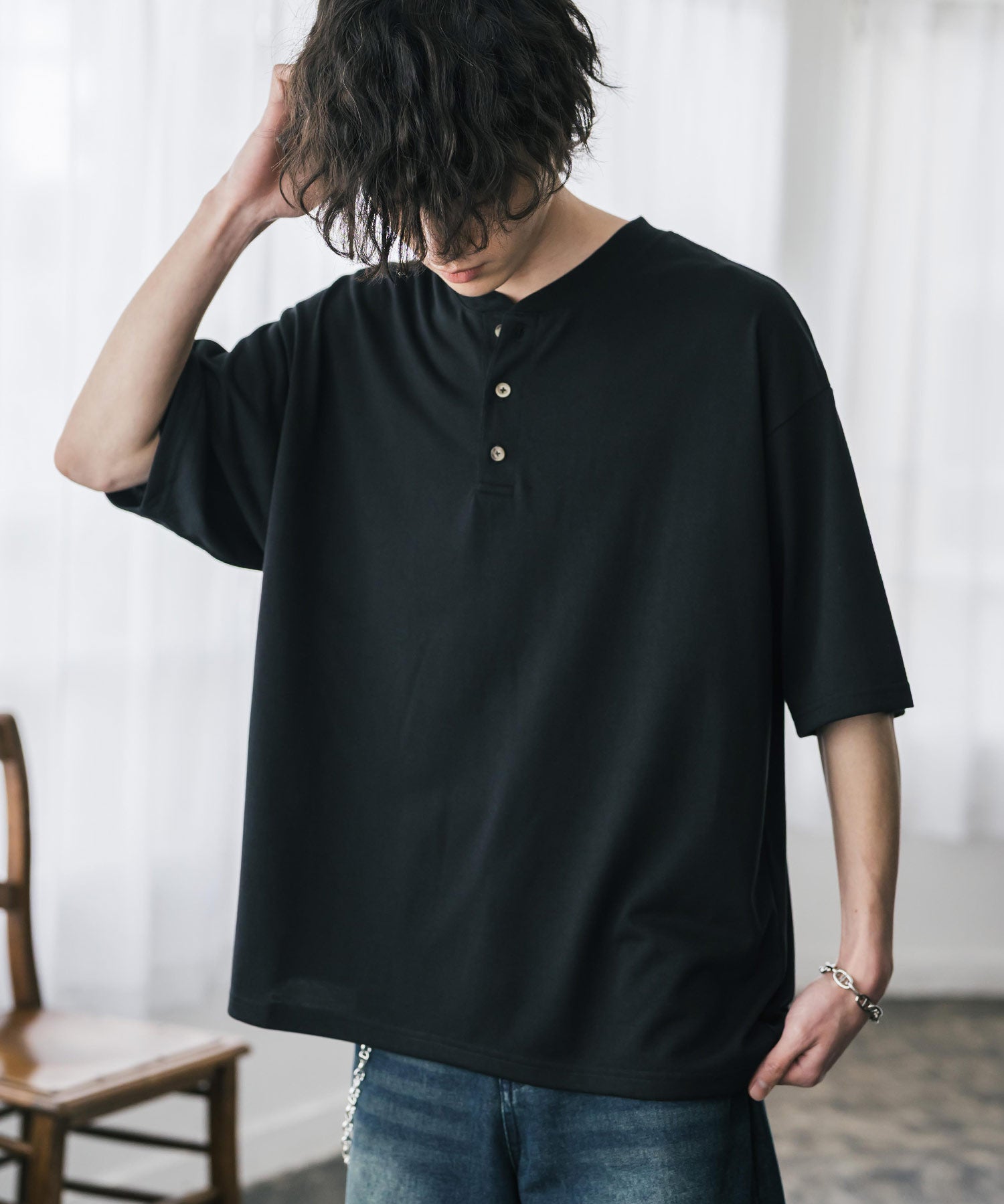 AIR TEC+ 接触冷感・遮熱・UVカット 多機能ヘンリーネック半袖Tシャツ 15428