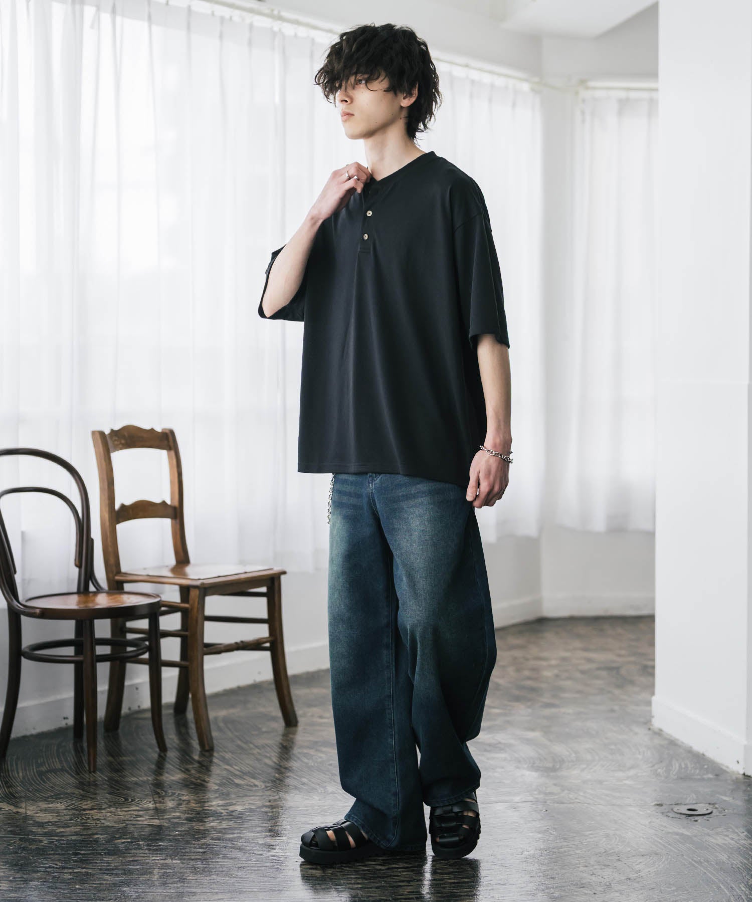 AIR TEC+ 接触冷感・遮熱・UVカット 多機能ヘンリーネック半袖Tシャツ 15428